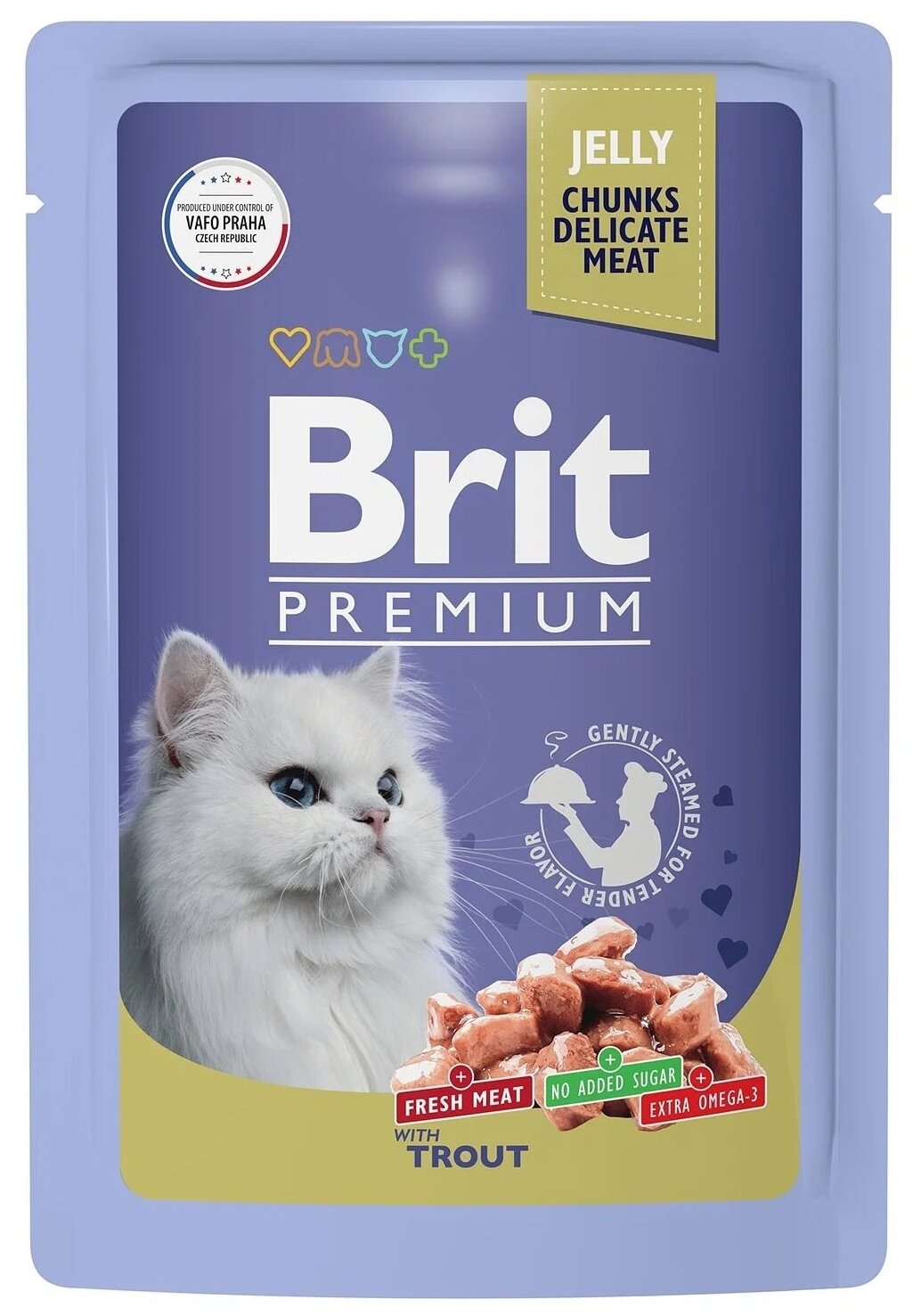 Пауч Brit Premium для взрослых кошек форель в желе 85г