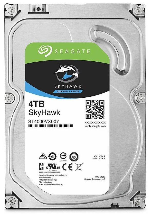 Жесткий диск 4000GB Seagate SkyHawk 256Mb SATA 6Gbit/s ST4000VX013 для систем видеонаблюдения