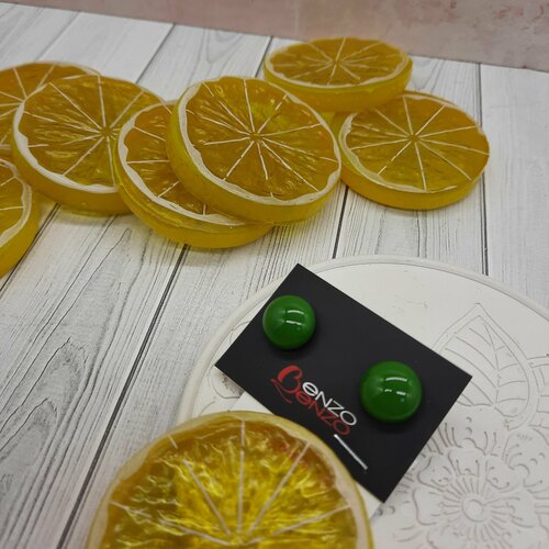 Серьги пусеты Enzo Benzo, стекло, муранское стекло, зеленый