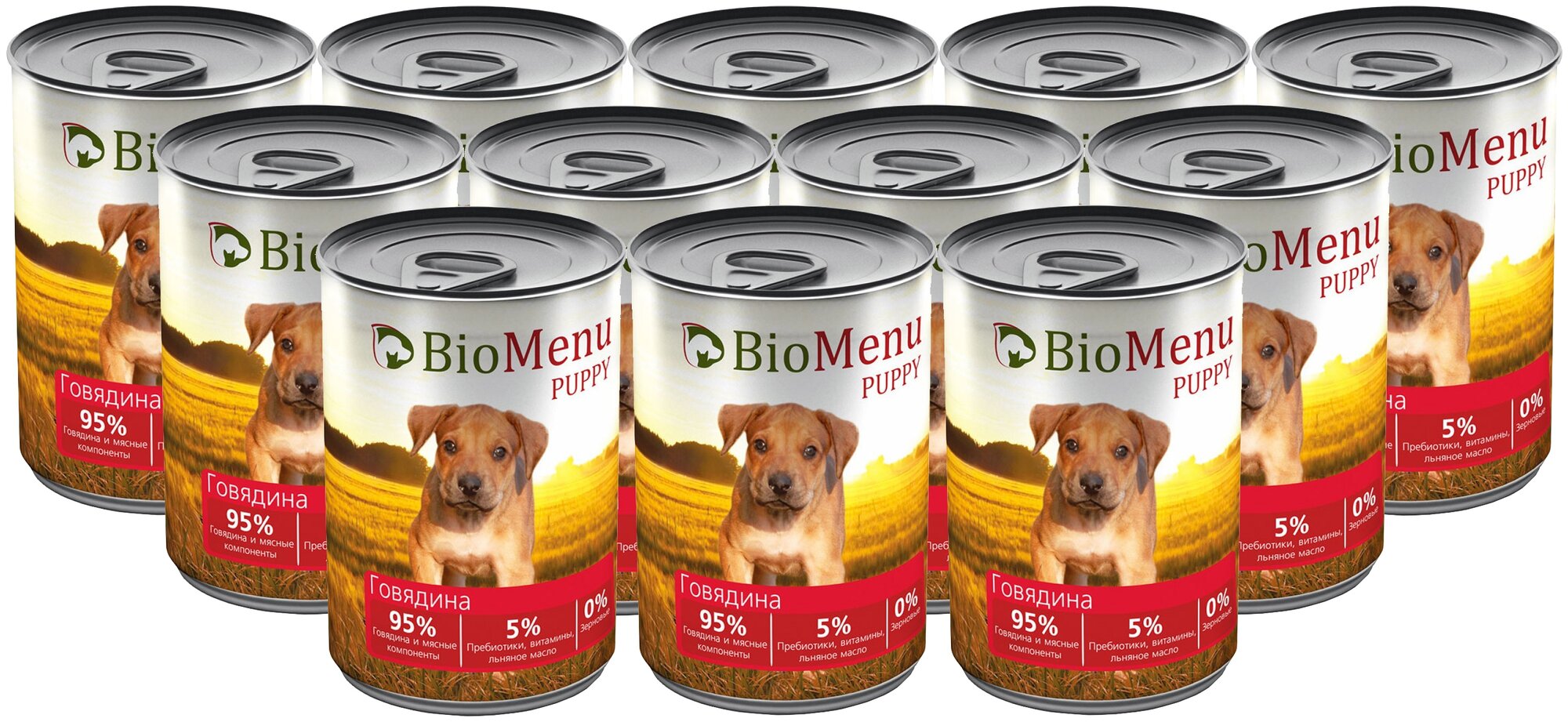 BioMenu PUPPY Консервы для щенков Говядина 95%-мясо 410г (12шт)