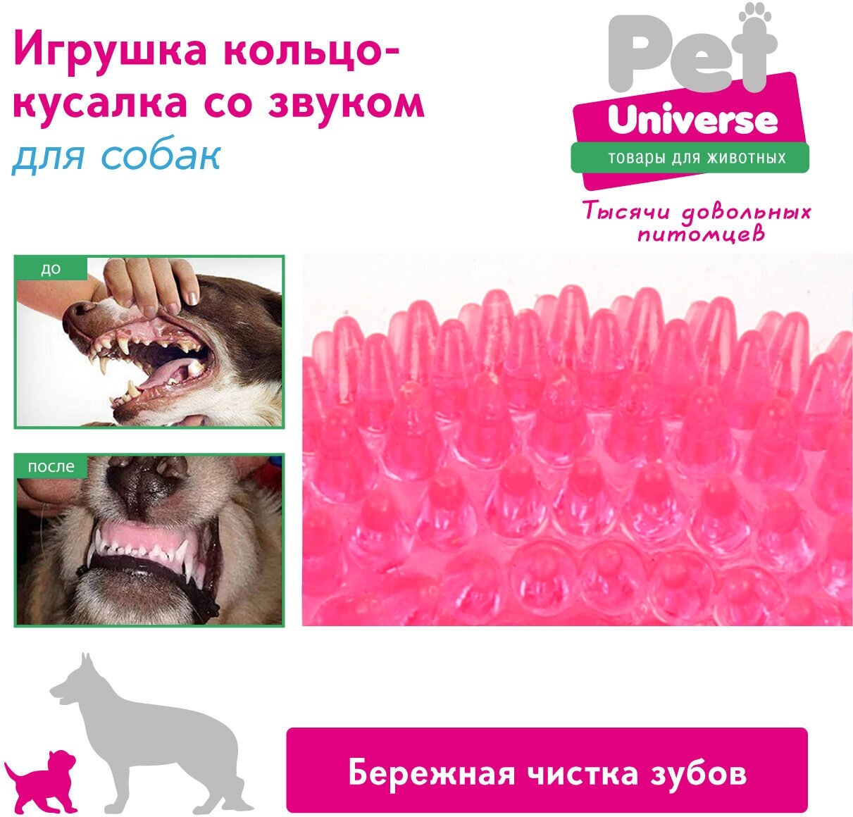 Игрушка для собак с подсветкой Кольцо с шипами и пищалкой Pet Universe 12*3.5 см /PU3007PK - фотография № 6