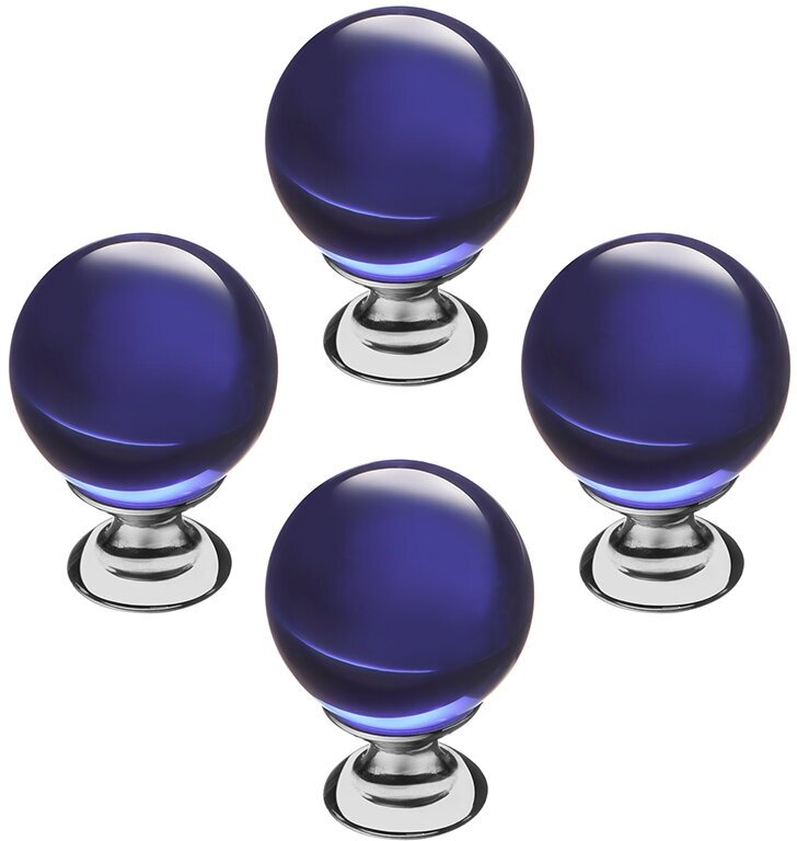 Комплект из 4 шт. ручка-кнопка, KF10-13, синее стекло, хром