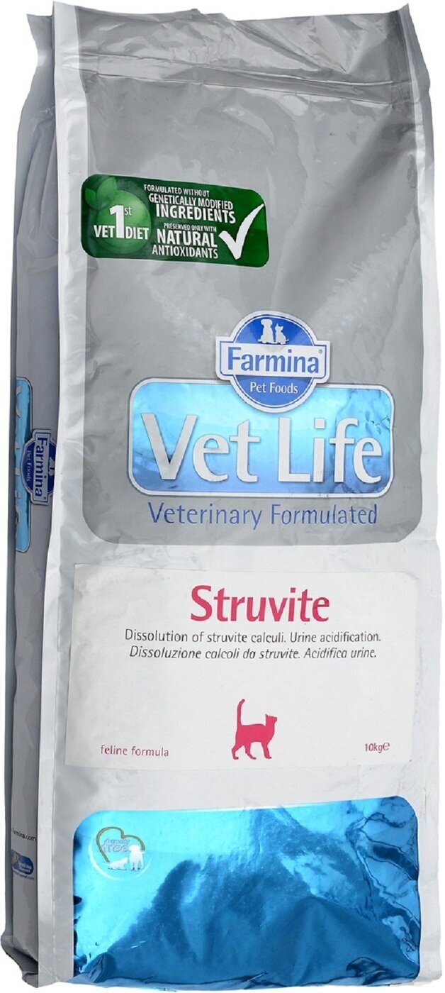 Сухой корм Farmina Vet Life Struvite, для кошек с мочекаменной болезнью (МКБ), для растворения струвитных уролитов, курица, 10 кг