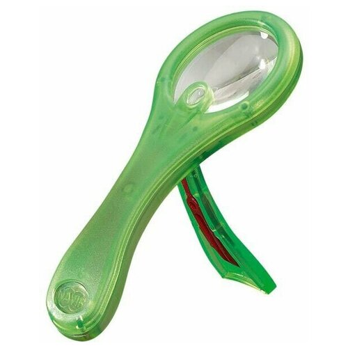 Лупа детская Navir 3x/7x, с подставкой и пинцетом, зеленая