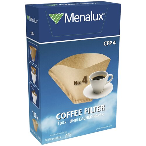 Одноразовые фильтры для капельной кофеварки Menalux CFP4 Неотбеленные Размер 4 (100 шт.)