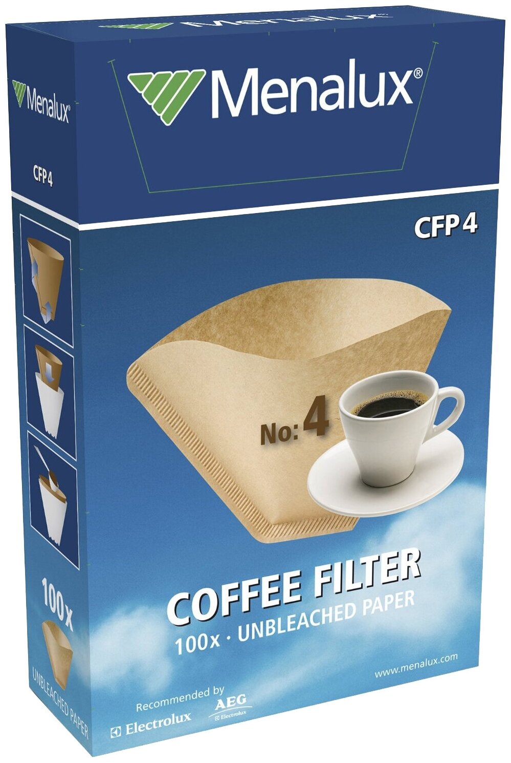 Одноразовые фильтры для капельной кофеварки Menalux Неотбеленные Размер 4
