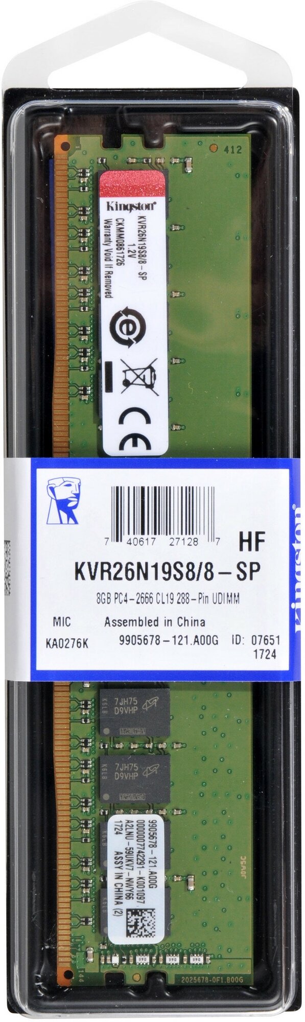 Модуль памяти DDR4 16GB Kingston PC4-21300 2666MHz CL19 288pin 1.2V retail - фото №6