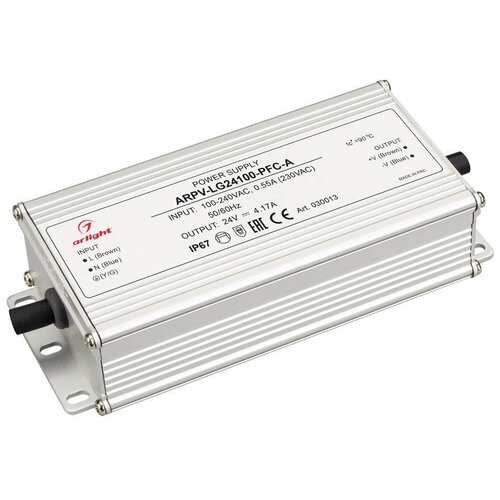 Arlight Блок питания Arlight ARPV-LG24100-PFC-A 24V 100W IP67 4,17A 030013 блок питания ac dc 24v 100w 030013 arpv lg24100 pfc a герм ip67 металл