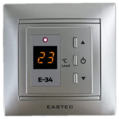 Терморегулятор EASTEC E-34 серебристый термопласт/стекло терморегулятор eastec e 34 черный с переходной рамкой schneider atlas