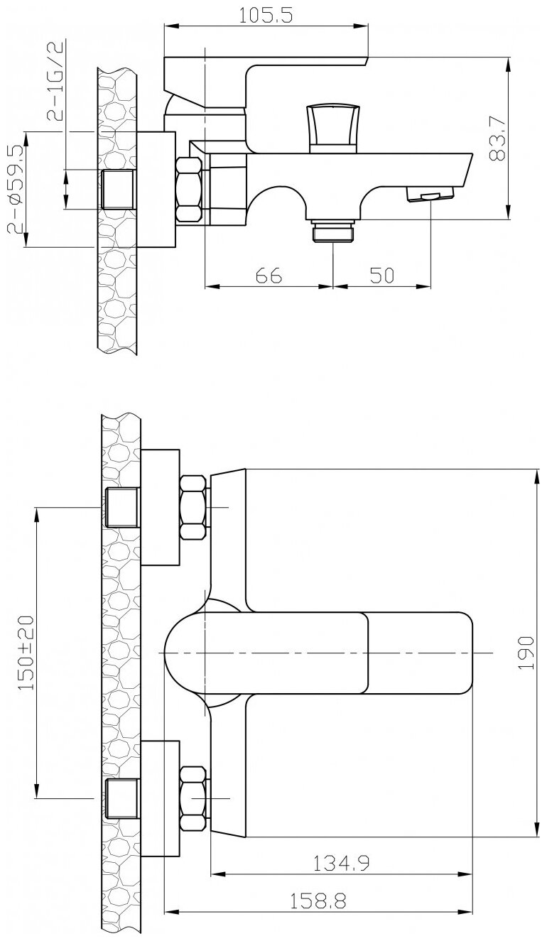 Смеситель для ванны с душем Agger Brilliant A0310000 Hoff - фото №4