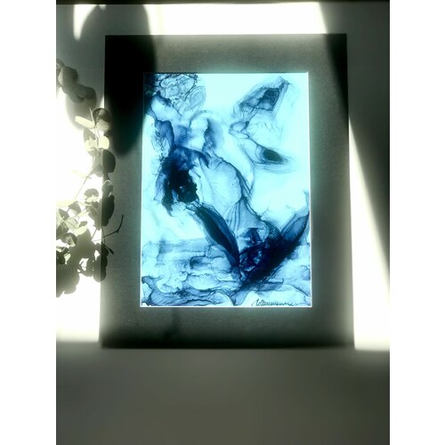 Абстракция. Картина Маруси Шишкиной. Проект CasualArt. 39,1см Х 30см. Чернила на зеленом V (вертикаль).