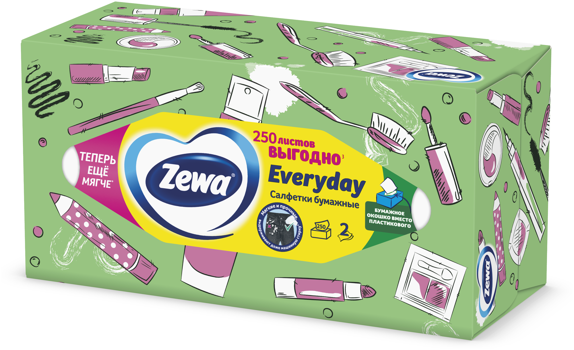 Салфетки бумажные в коробке Zewa Everyday, 2 слоя, 250 шт. - фотография № 9