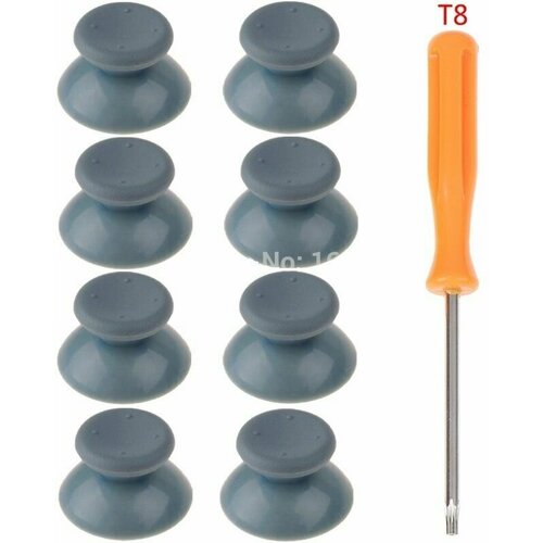 Аналоговые стики - грибки на геймпад джойстик 8 штук отвертка torx T8 для 3D стиков Xbox 360 серые накладки 65000₽