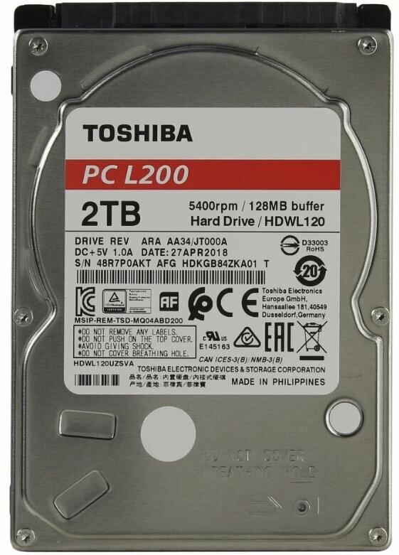Жесткий диск Toshiba 2 ТБ (HDWL120UZSVA)