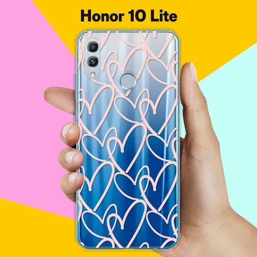 Силиконовый чехол Сердца на Honor 10 Lite силиконовый чехол на honor 10 lite хонор 10 лайт фон соты синие