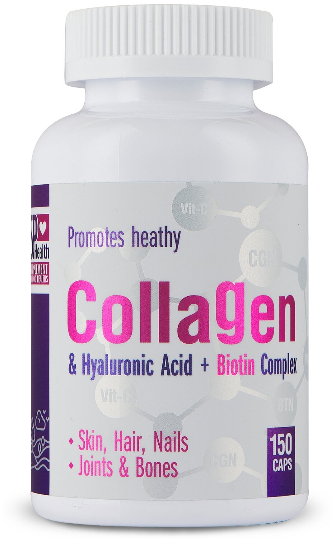 Collagen & Hyaluronic acid + Biotin комплекс с природным коллагеном и гиалуроновой кислотой пищевая добавка 150 капсул SPHEALTH