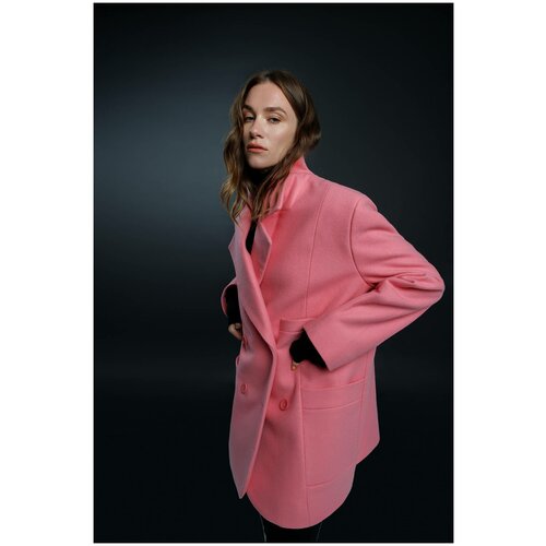 Пальто-пиджак  ZNWR демисезонное, силуэт прямой, средней длины, размер M, розовый