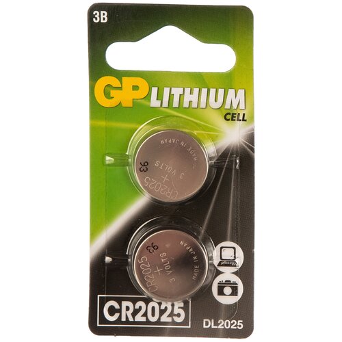Литиевая дисковая батарейка GP Lithium CR2025 2 шт CR2025-7CR2 15783890 батарейка gp lithium cr1616 5 шт бл