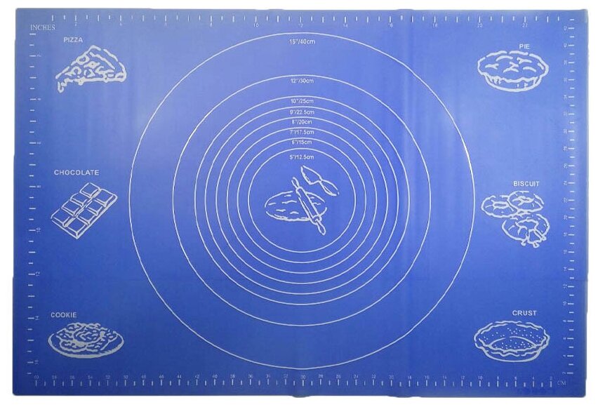 Коврик силиконовый для раскатки теста и выпечки 65х45 см (синий)