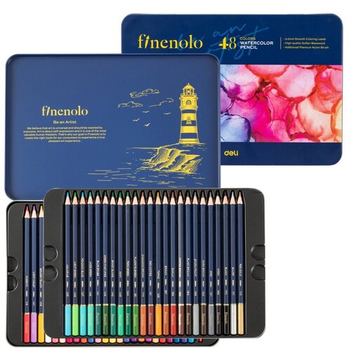 фото Finenolo набор акварельных карандашей finenolo 48 цветов в металлическом пенале