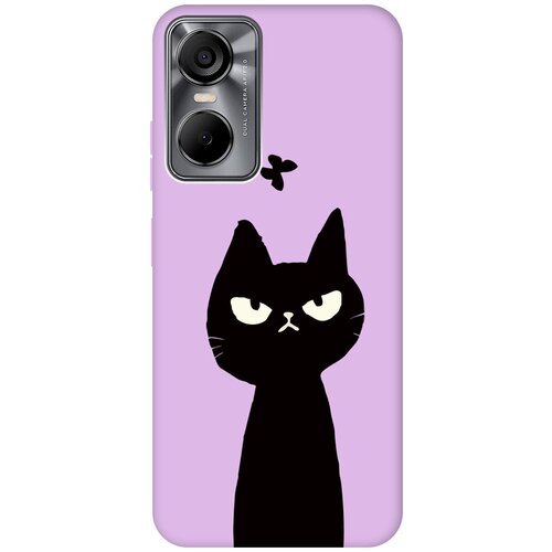 Силиконовый чехол на Tecno Pop 6 Pro, Техно Поп 6 Про Silky Touch Premium с принтом Disgruntled Cat сиреневый матовый soft touch силиконовый чехол на tecno pop 6 pro техно поп 6 про с 3d принтом stormtrooper stickers черный