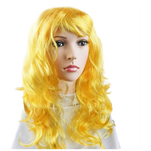 Парик карнавальный желтый, с длинными вьющимися волосами парик для куклы 1 3 1 4 1 6 bjd sd с длинными вьющимися волосами