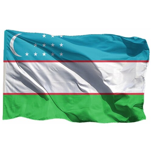 Флаг Узбекистана на шёлке, 70х105 см - для флагштока