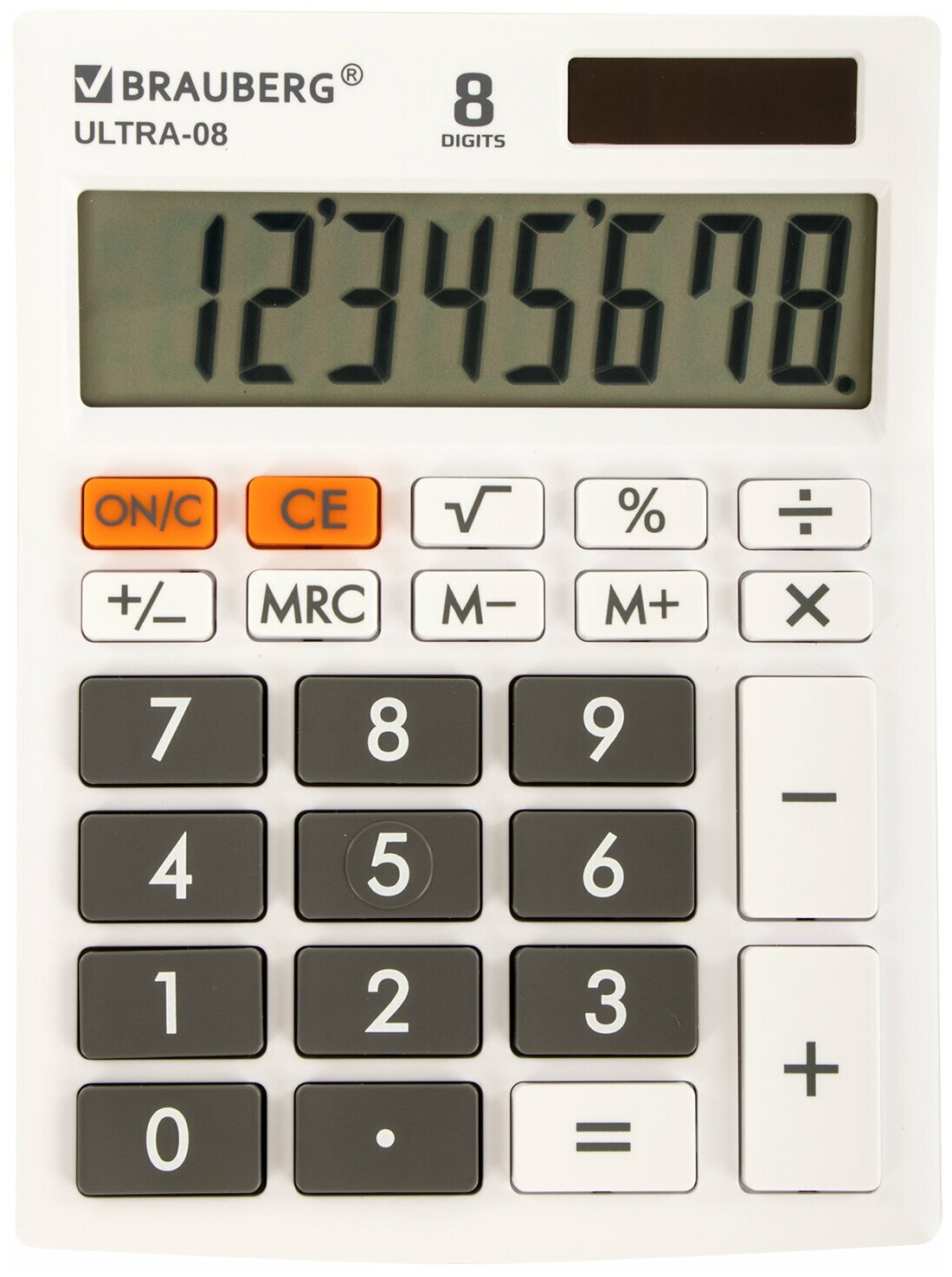 Калькулятор настольный BRAUBERG ULTRA-08-WT, компактный (154x115мм), 8 разрядов, белый, 250512