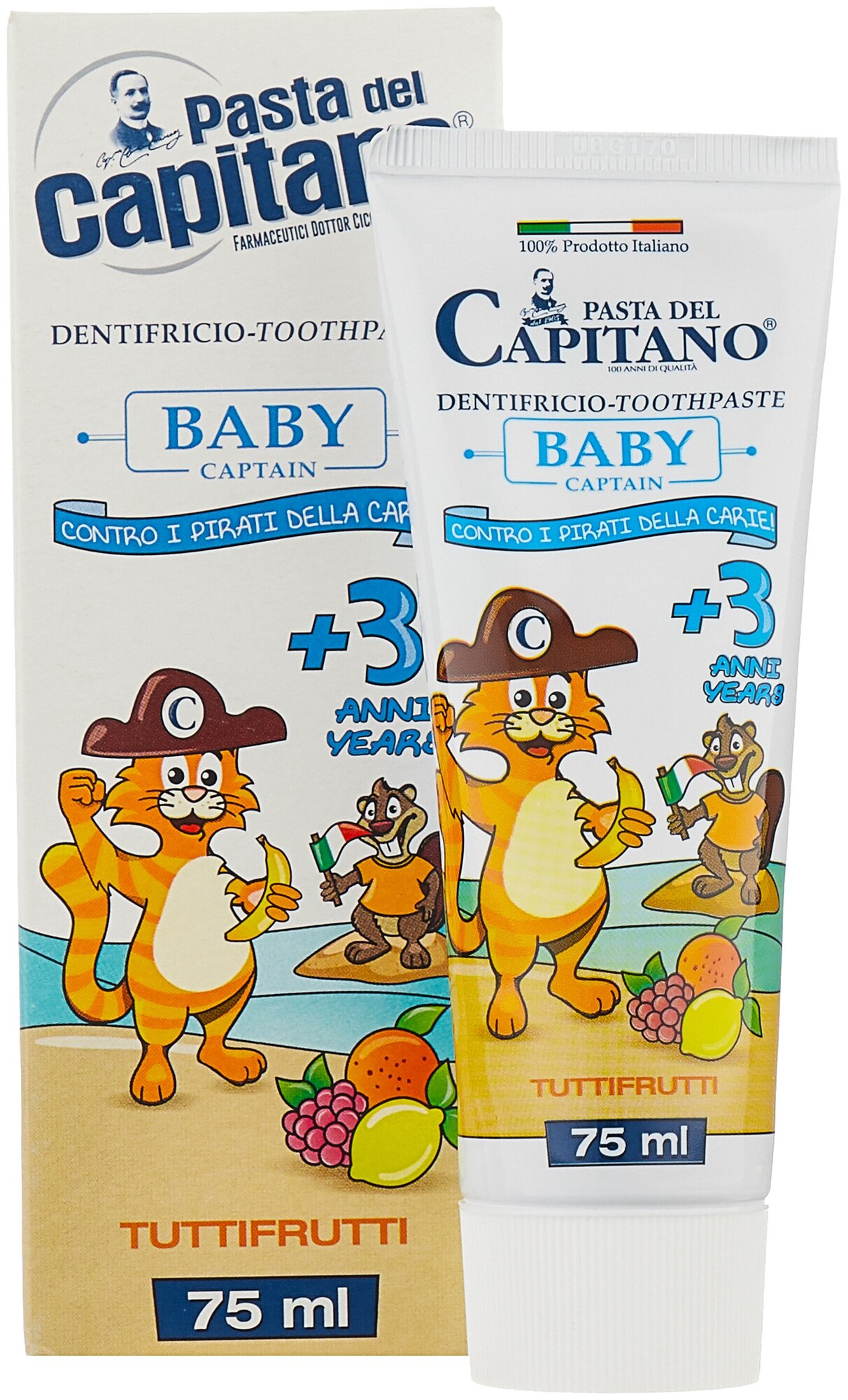 Зубная паста Pasta del Capitano Baby Tutti Frutti Детская зубная паста со вкусом Тутти Фрутти, 75 мл