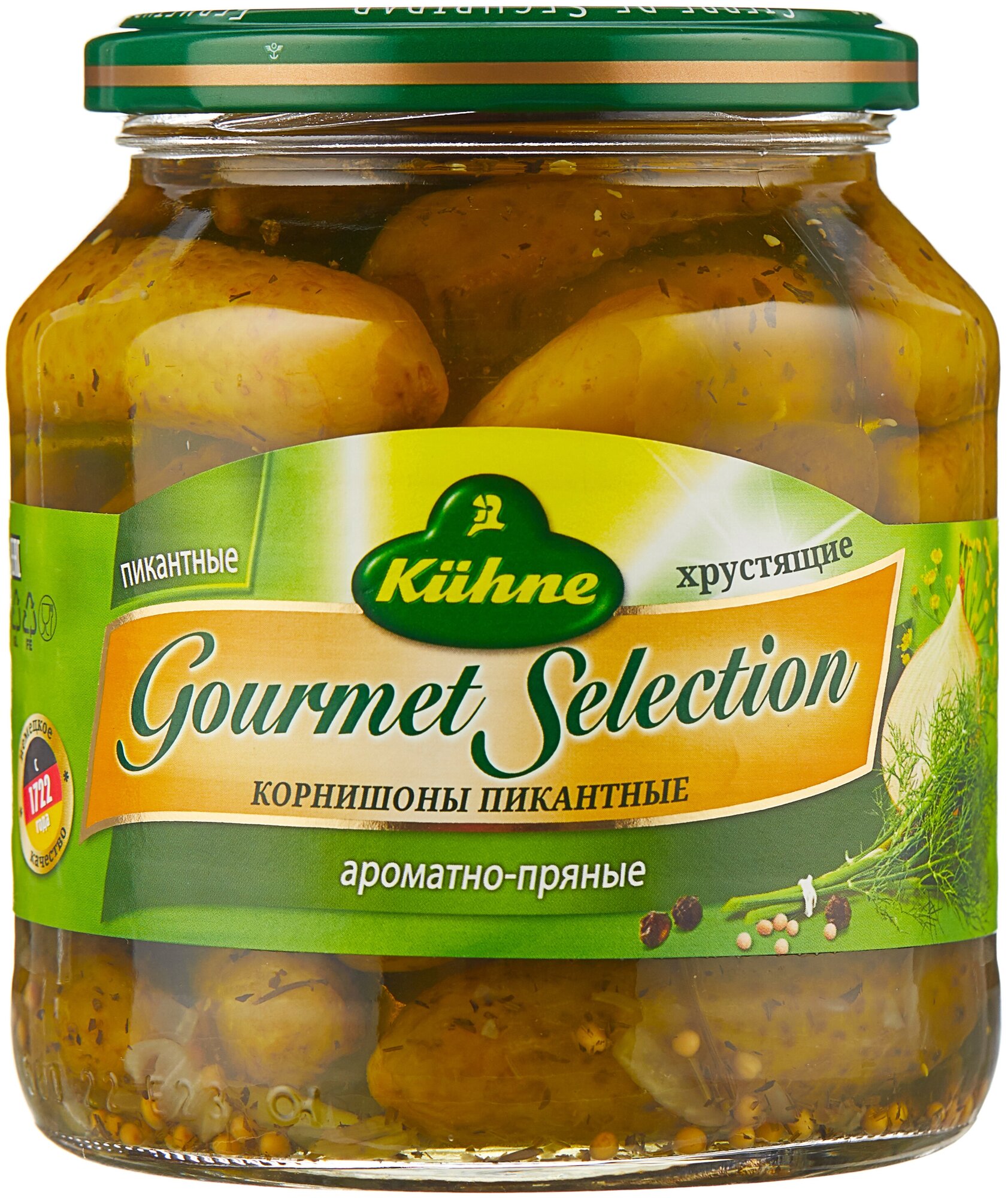 Огурцы Kuhne Fine Gherkins GS Корнишоны пикантные, 530 г - фото №2