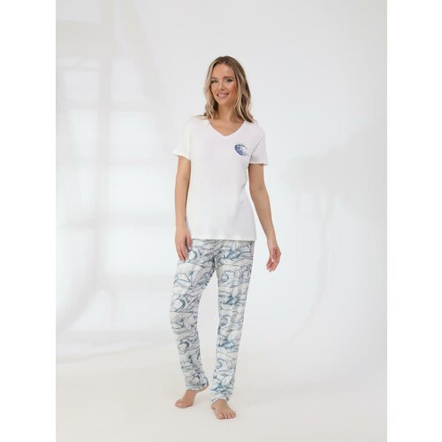 фото Пижама vitacci, футболка, брюки, размер 46-48, белый