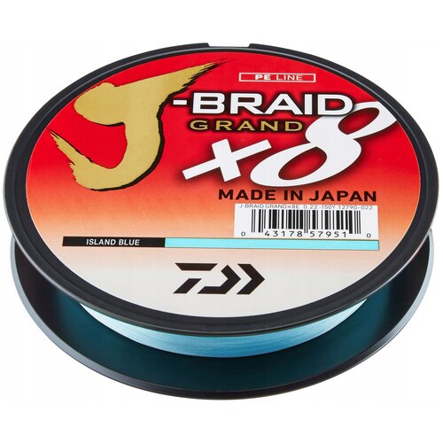 Плетеный шнур DAIWA J-Braid Grand X8 d=0.28 мм, 135 м, 26.5 кг, голубой, 1 шт.