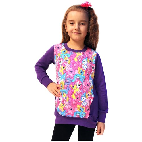 7023-201 Джемпер для девочки Trend, размер 86,92-52(26), цвет Фиолетовый, лошадки (код цвета 5009) фиолетовый  