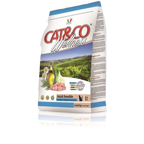 Wellness Cat&Co Adult Sensible корм для кошек с чувствительным пищеварением Рыба и рис, 400 г.