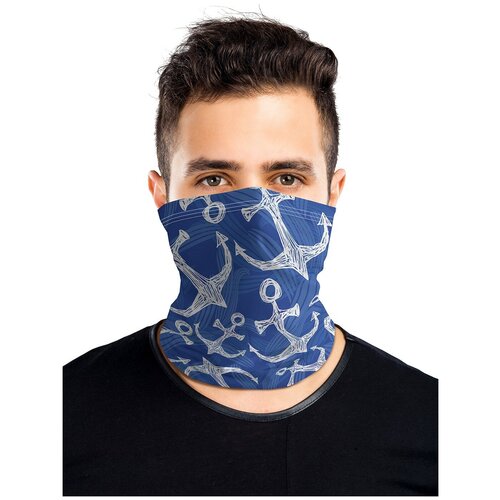 фото Универсальный бафф маска "морские узоры с якорями" joyarty