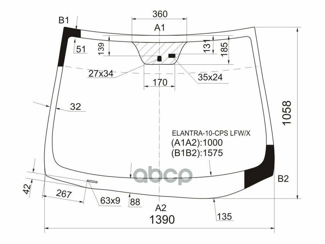 Стекло Лобовое (Датчик Дождя) Hyundai Elantra 10-16 / Avante 10-15 XYG арт. ELANTRA-10-CPS LFW/X