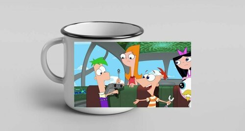 Кружка металлическая эмалированная Финес и Ферб, Phineas and Ferb №4