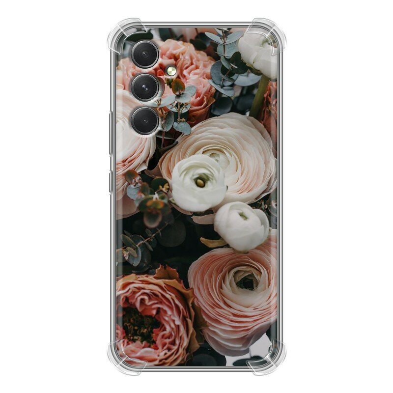Дизайнерский силиконовый с усиленными углами чехол для Гэлакси А54 5Ж / Samsung Galaxy A54 5G Цветы
