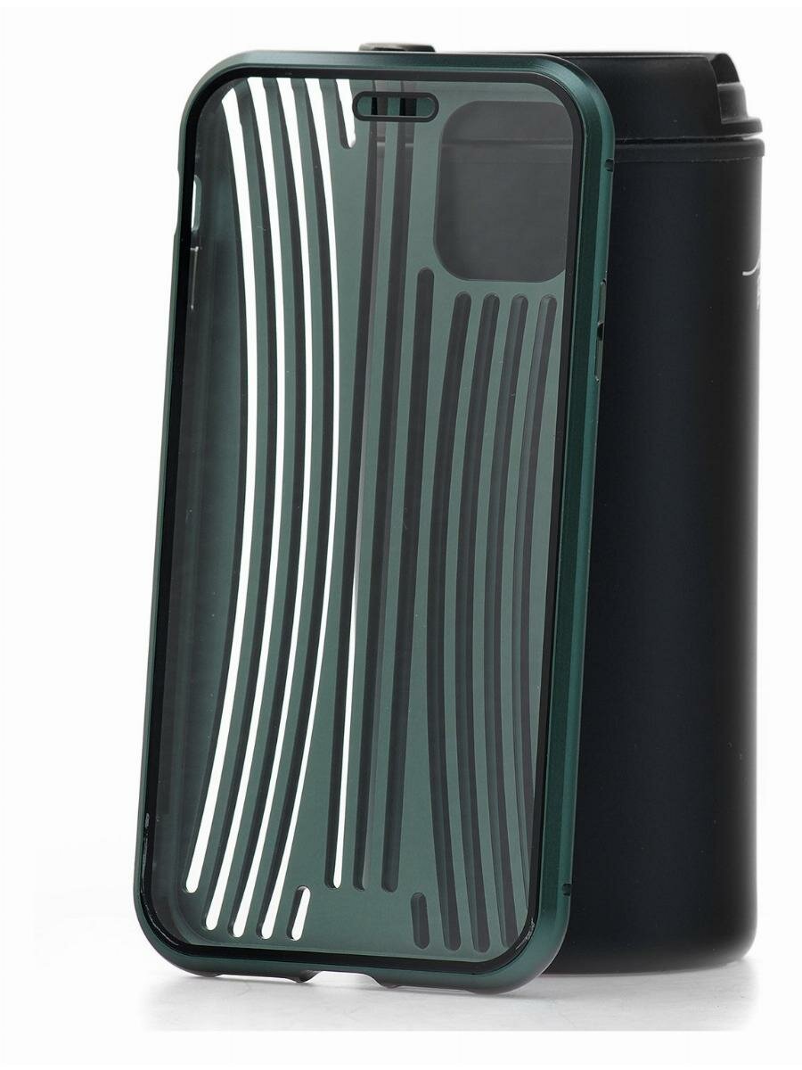 Чехол для Apple iPhone 11 Kruche Metal Suitcase Dark green,противоударный кейс, защитная накладка,силиконовый бампер