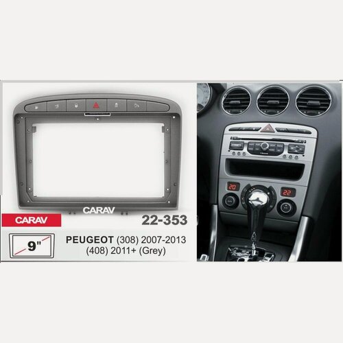 Изображение товара Переходная рамка 9" Android для PEUGEOT (308) 2007-2013, (408) 2011+ (серый) CARAV 22-353