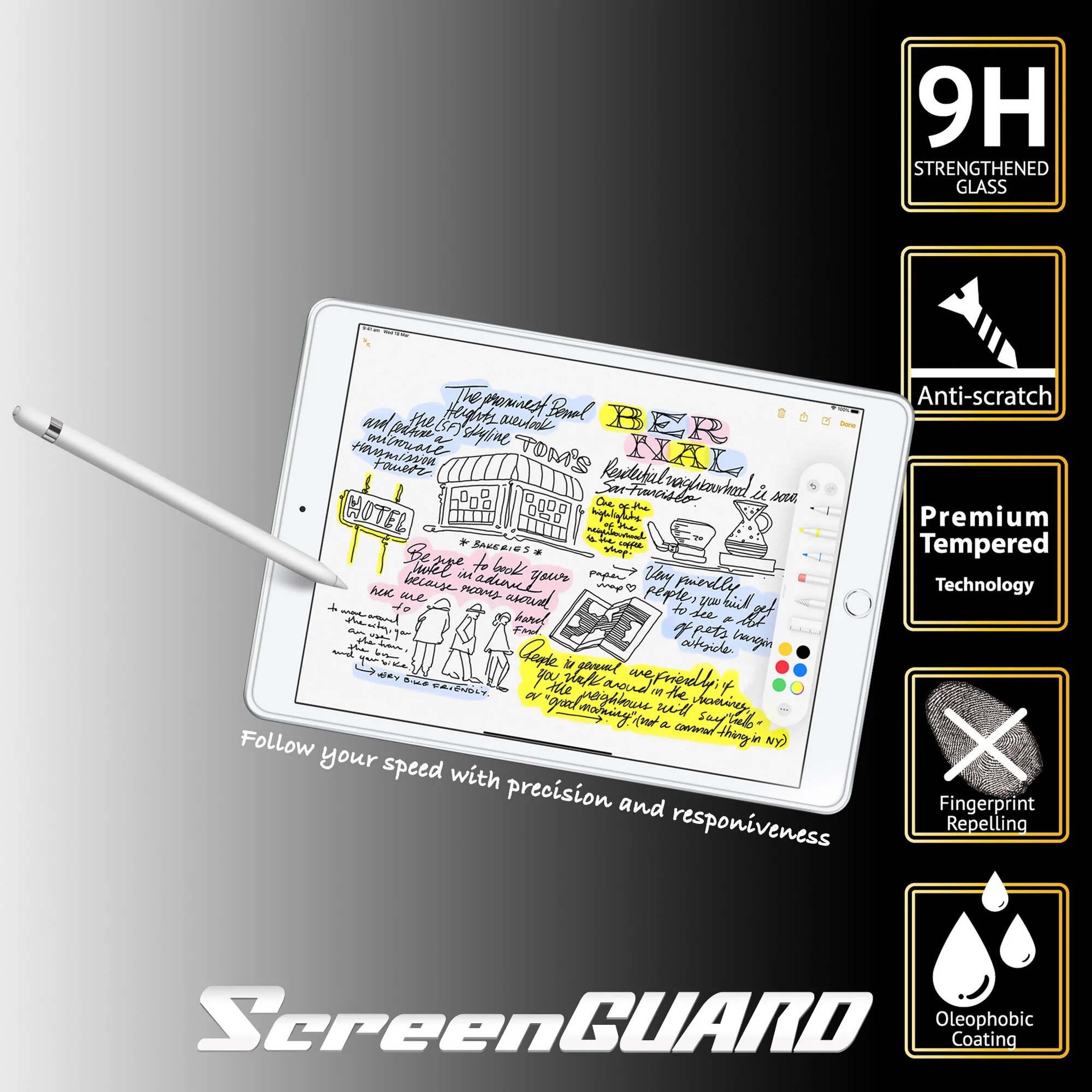 Полноэкранное защитное закаленное стекло Premium Tempered Glass для iPad Air 4-10.9" (2020)/iPad Air 5-10.9" (2022)/iPad Pro 11" (2018/2020/2021/2022) — фото 1