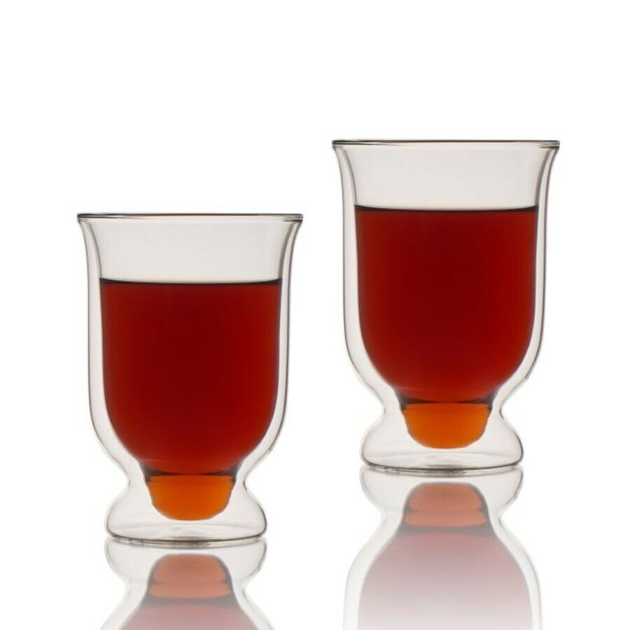 Набор стаканов THERMOS из двойного стекла для чая, кофе, стеклянные прозрачные для холодных и горячих напитков, не обжигающие с двойным дном 2 шт. 300 мл