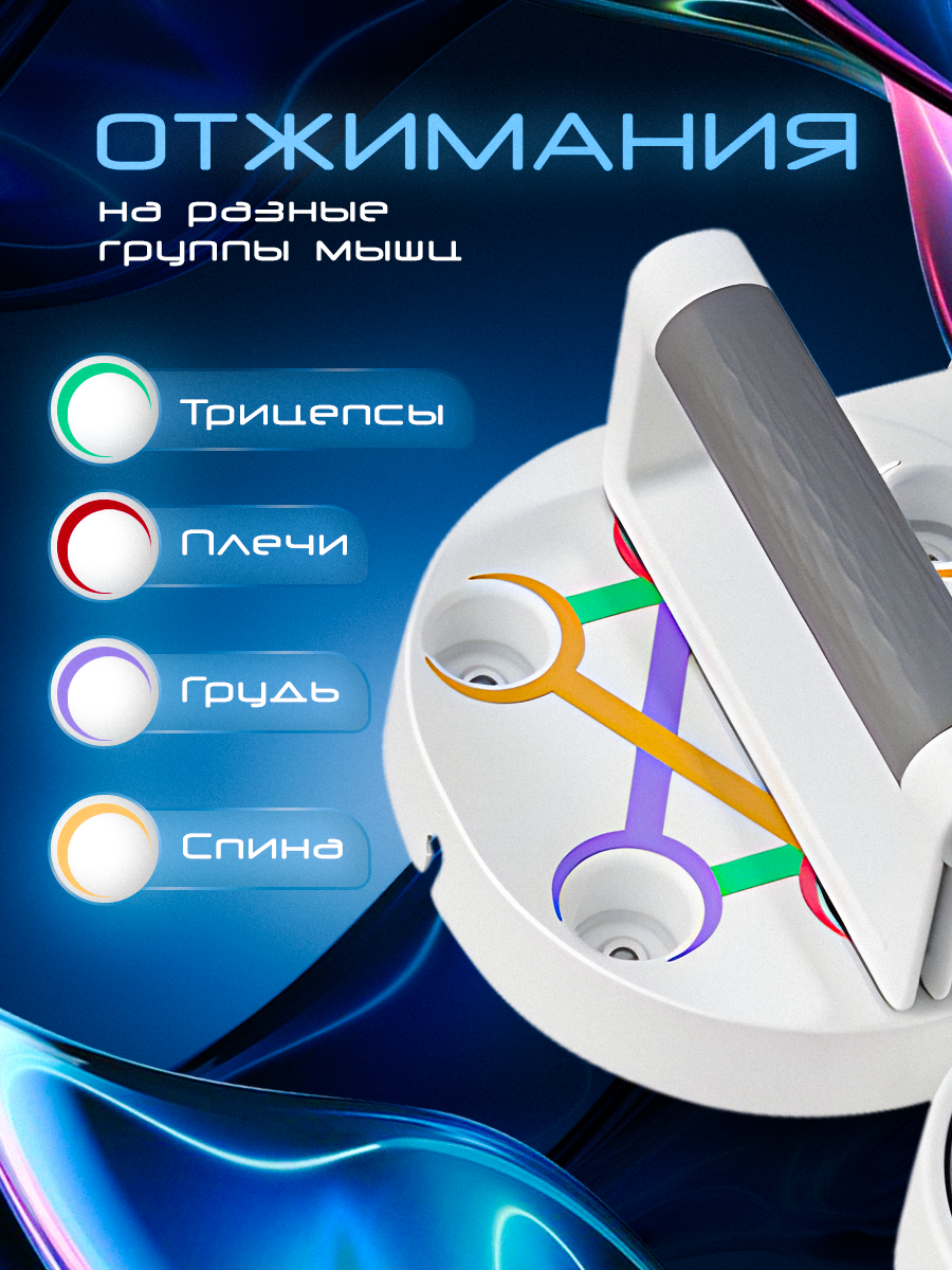 Фитнес тренажер многофункциональный, платформа для планки и счетчик отжиманий, белый — фото 1