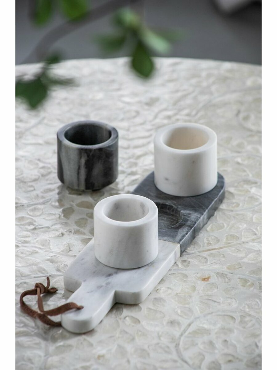 78601-DS Чашки на подносе из мрамора, набор 4 предмета 32х9х7см, Glasar