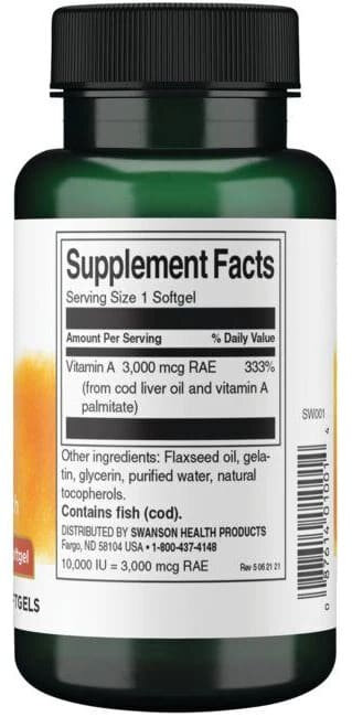 Картинки Swanson Vitamin A / Витамин А 10000 МЕ 250 гел. капсул