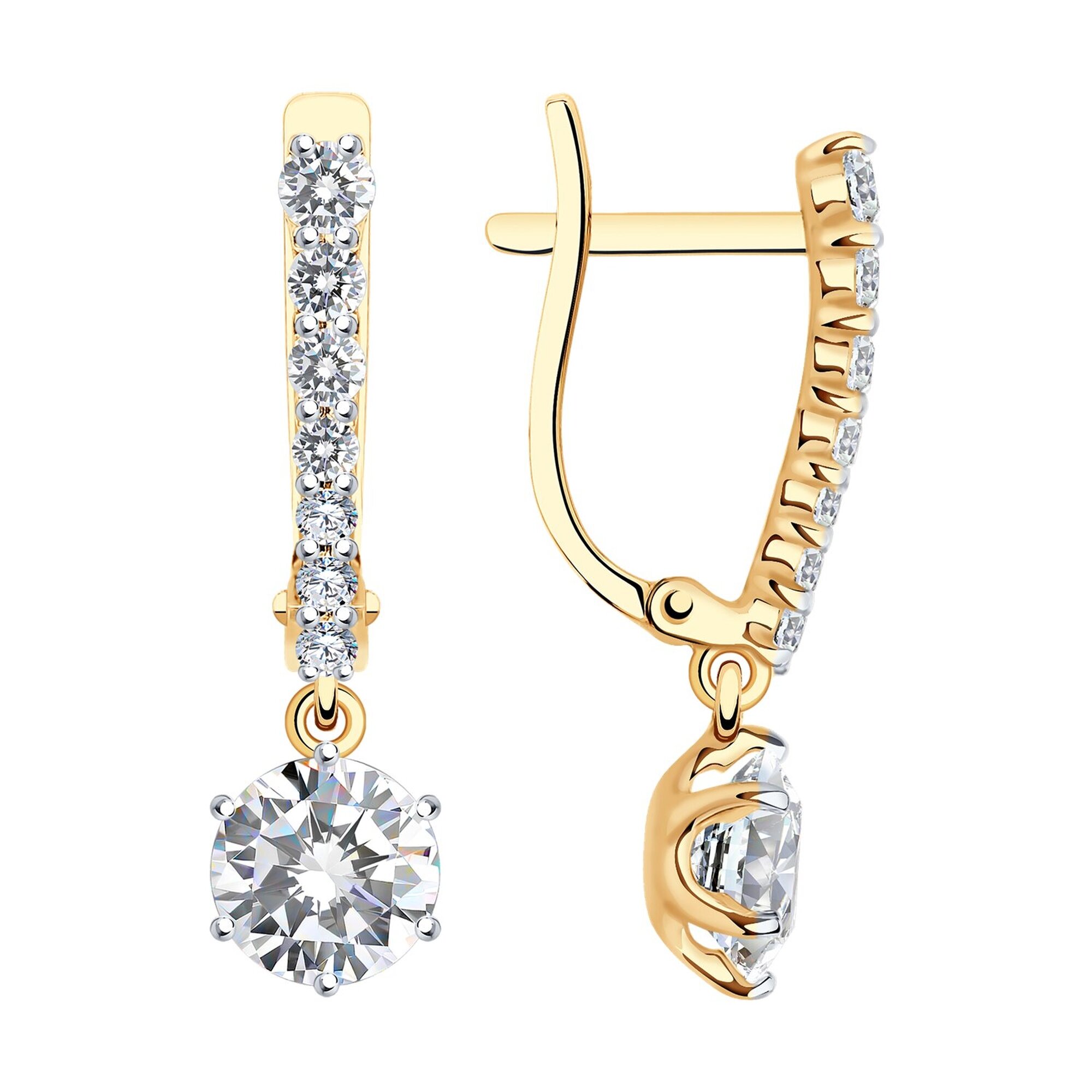 Серьги Diamant online, красное золото, 585 проба, фианит