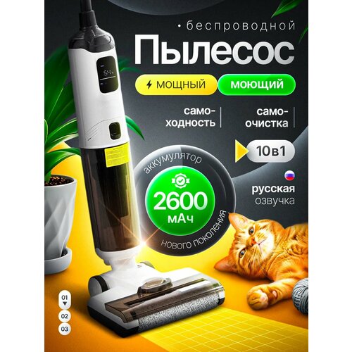 Моющий пылесос вертикальный беспроводной для дома для влажной уборки с функцией самоочистки 25000₽