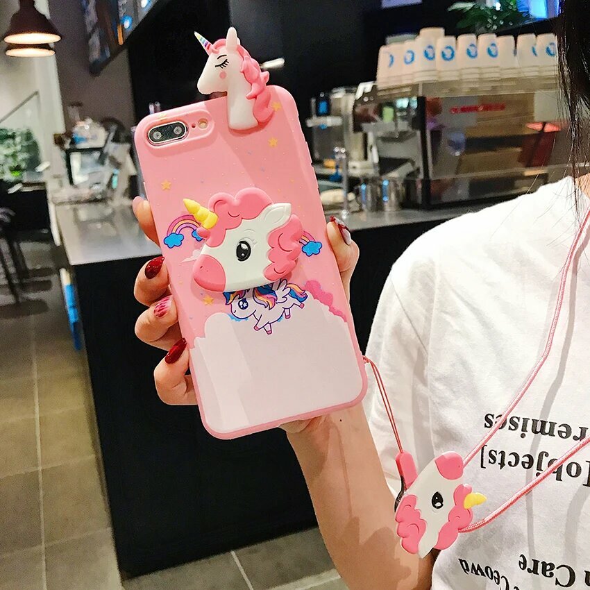 Чехол-подставка для телефона с мультяшным единорогом для Samsung Galaxy A02S A03S A04E A05S A10E A10S A11 A12 A13 A04S M02S F04 Чехол со шнурком cloud Galaxy A02S(M02S)