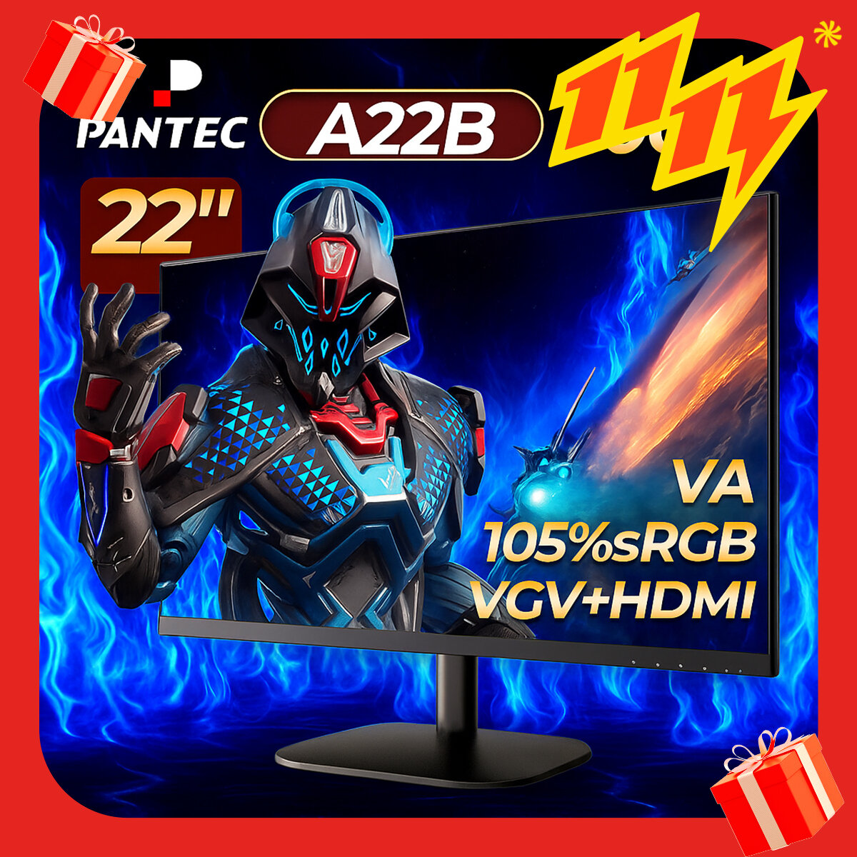 Игровой монитор Pantec , 22", 1920 x 1080, 100Hz, контрастность 3000