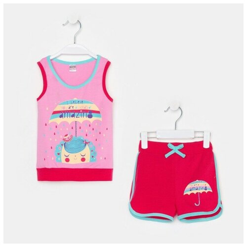 фото Bonito комплект для девочки (майка/шорты), цвет розовый, рост 98